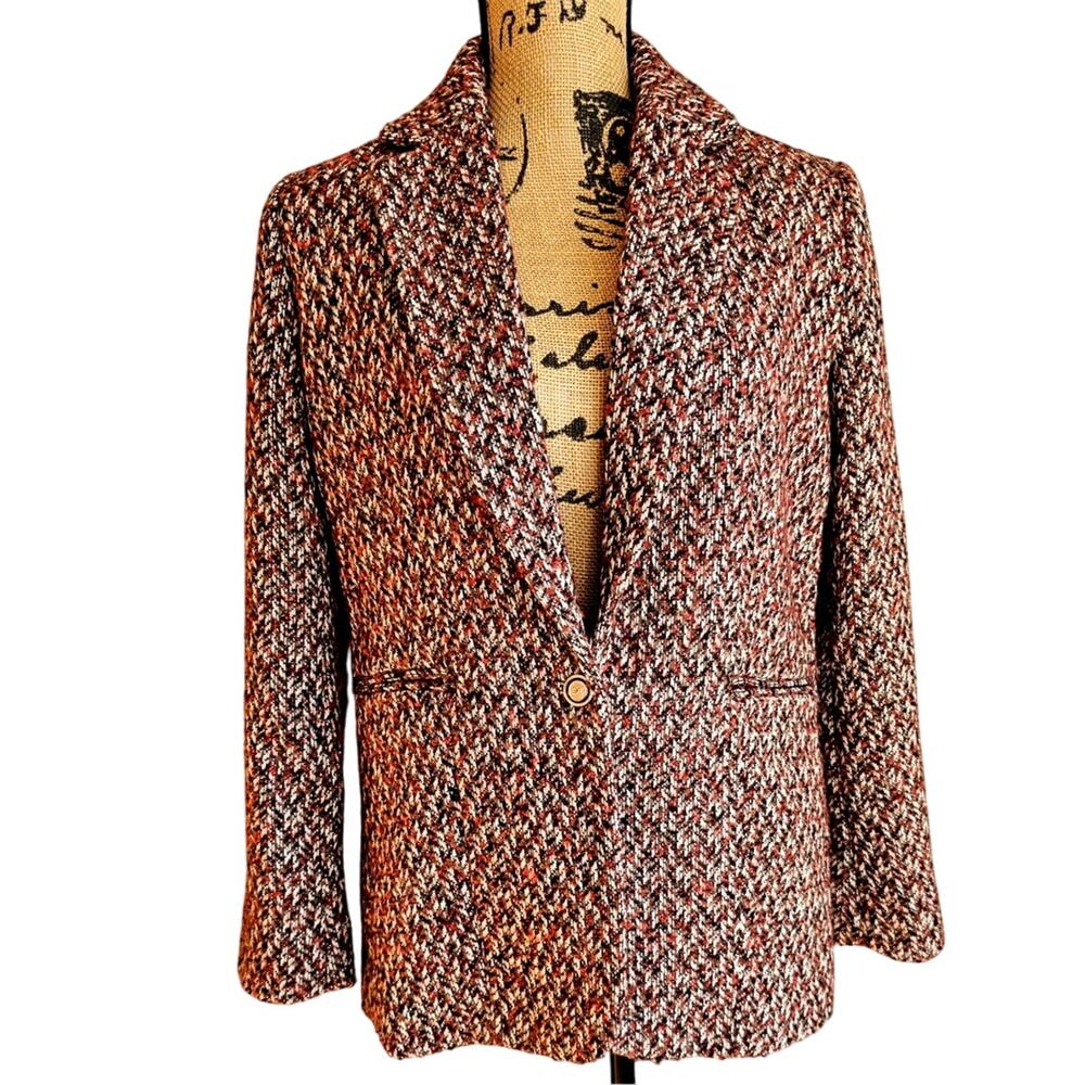 Sam Edelman Willow Blazer Jacket Chevron Tweed Sz XS - Picture 2 of 9